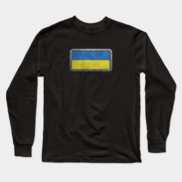 Rough Steel Flag of Ukraine Long Sleeve T-Shirt by jeffbartels